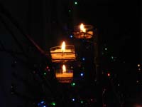 solstice lights -- candles and coloured lights