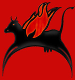 Inflammable Cow: small cow with wings of flame